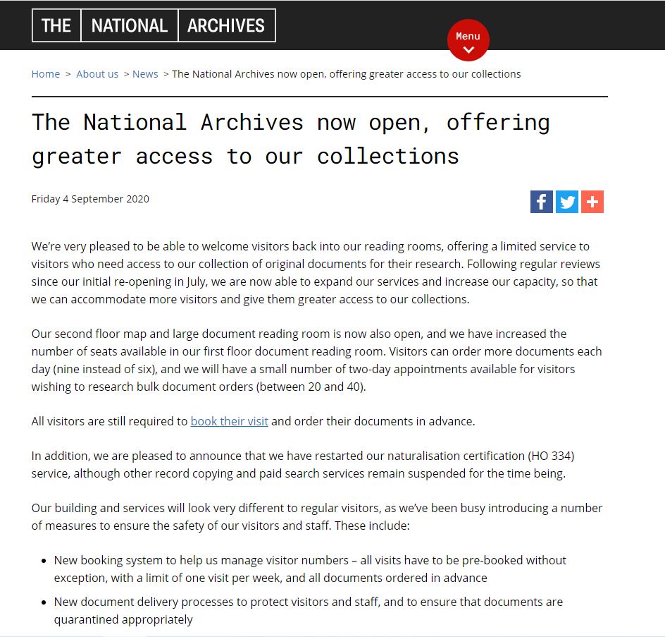 英國國家檔案館開放更大的典藏閱覽空間