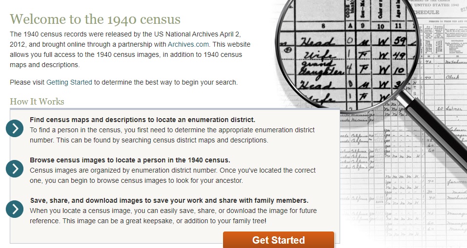 美國國家檔案暨文件署開放1940年人口普查資料集
