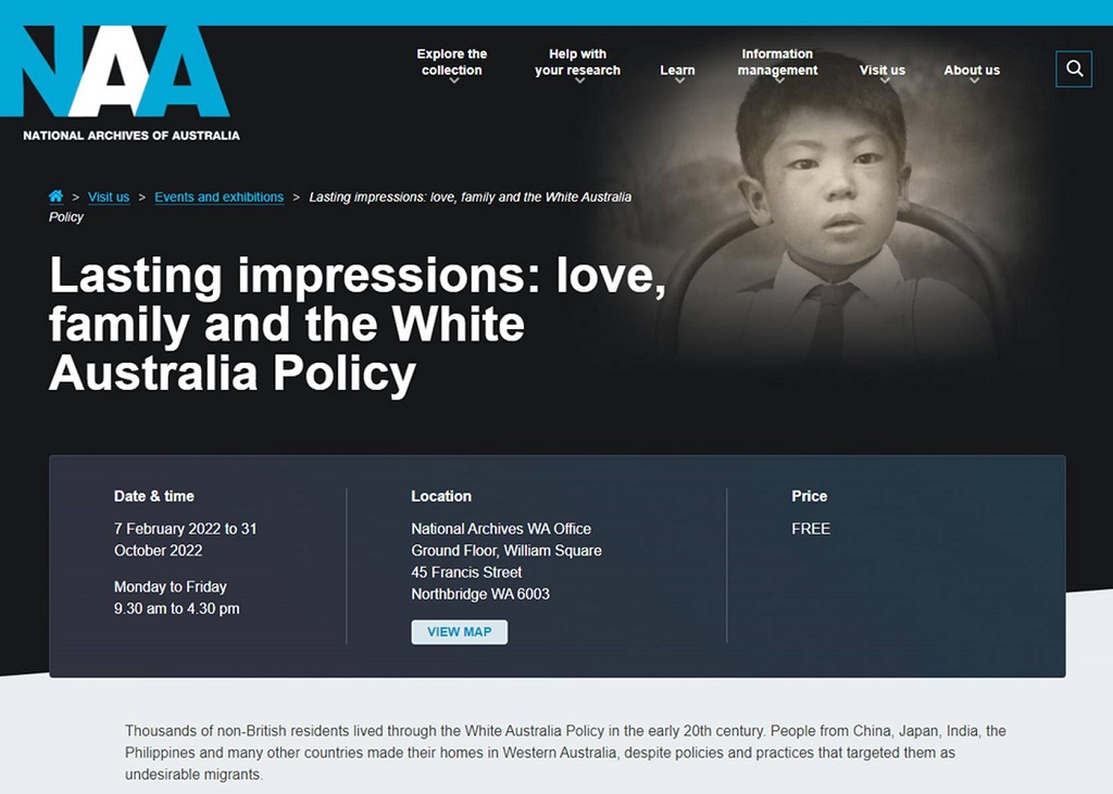 澳洲「永恆印象—愛、家庭與白澳政策」特展