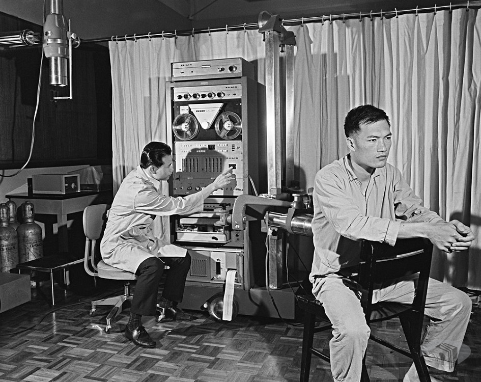 圖6 1965年，美國醫藥助華會購贈一套計數器、攝取儀及直線閃爍掃描儀，置於臺北榮民總醫院柯柏醫學科學研究紀念館。