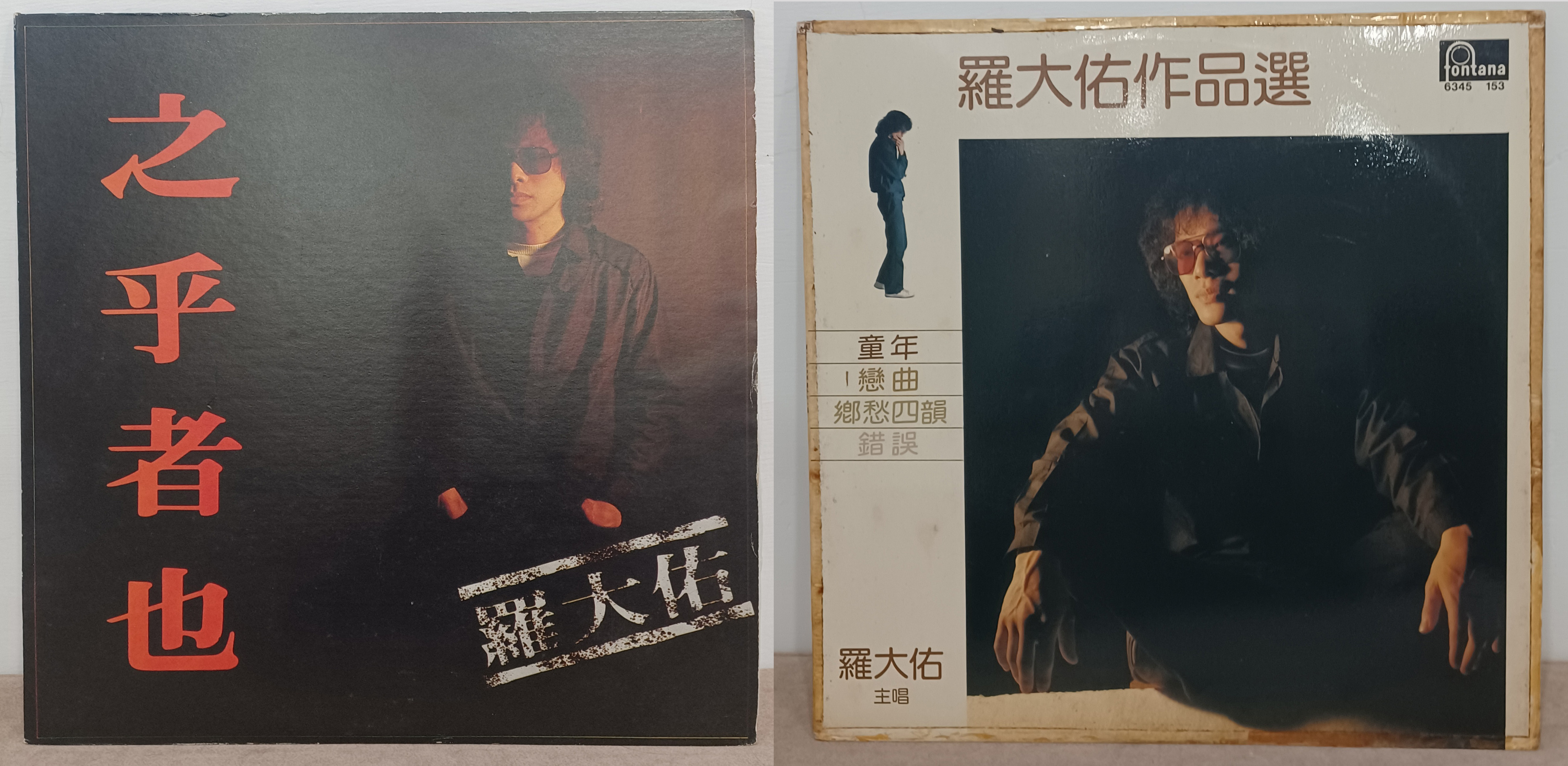 圖11　羅大佑個人專輯《之乎者也》（臺灣發行）與《羅大佑作品選》（海外發行）（徐睿楷提供）