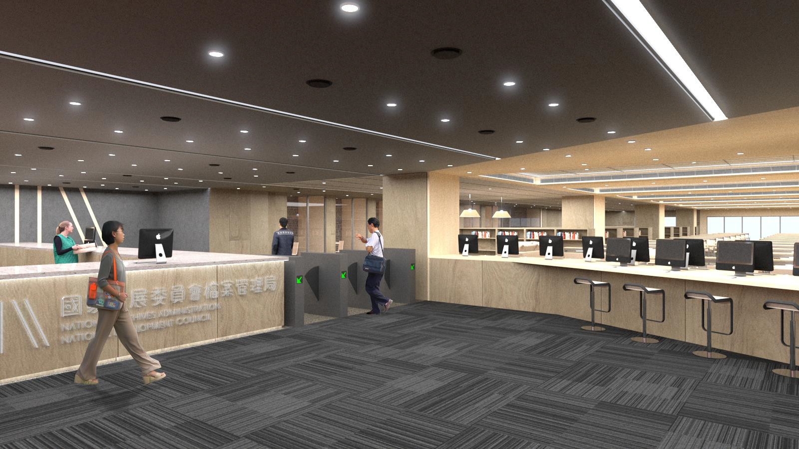 國家檔案館大廳模擬示意圖-櫃台