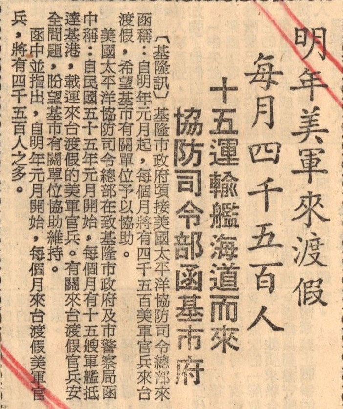 圖10 美軍來臺渡假