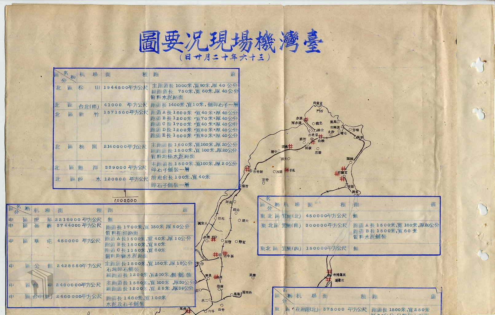 圖1 臺灣機場現況要圖(36年12月20日)