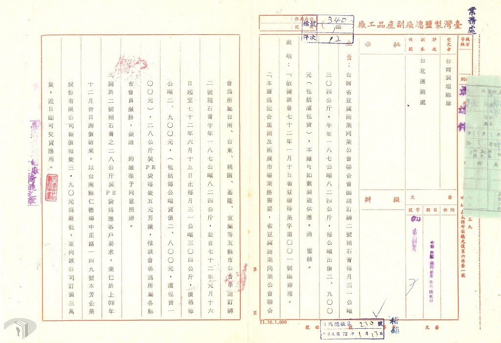 圖4 豆腐同業公會函請訂購石膏