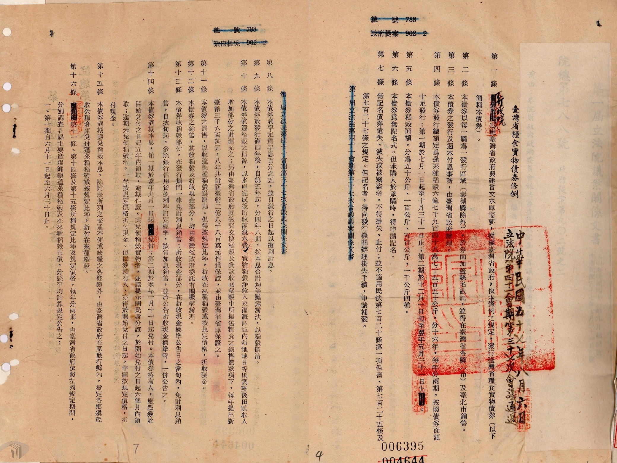 圖12《臺灣省糧食實物債券條例》第一條載明為興建曾文水庫所需