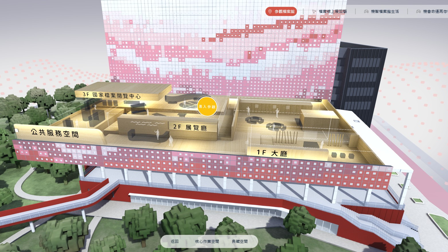 圖2 虛擬檔案館運用3D建模技術，民眾可綜覽建築物全景2